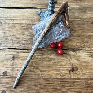 Oak wand with Ogham text